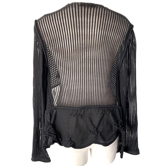 SHE’S SO incredible knit striped netted Jacket crossover style Cardigan black - Picture 3 of 14